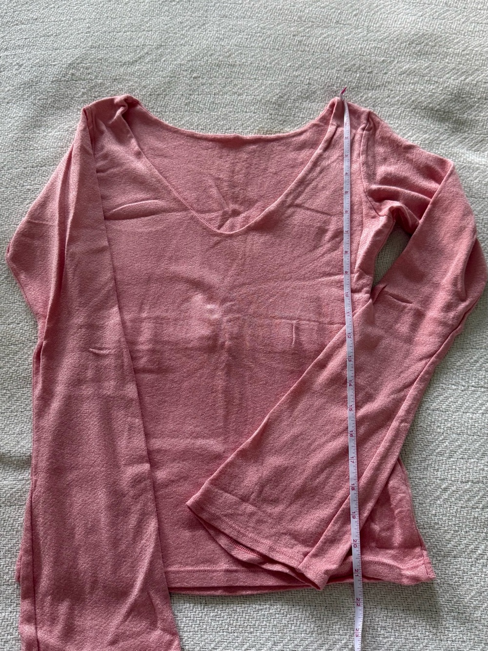 Michael Stars V-Neck Long Sleeve Top in Rose Pink